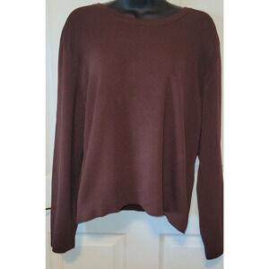MTWT Sweater Woman Large Brown Crewneck Basic Chocolate Career Minimalist